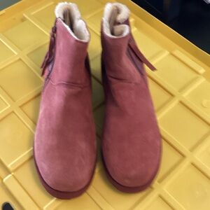 BearPaw Women's Red Suede Ankle Booties
